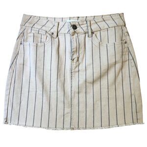 Sky and Sparrow Skirt Juniors Tan Black Stripe Pencil Stripe Raw Hem boho size 1
